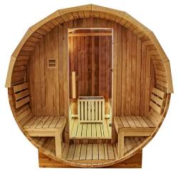 SAUNA OGRODOWA FIŃSKA BECZKA Z PIECEM TROMSO 4-6 OSOBOWA 210x210 CM TROMSO