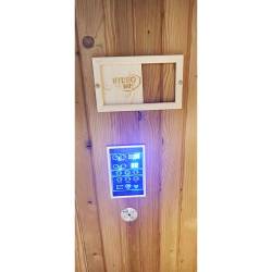 SAUNA OGRODOWA FIŃSKA BECZKA Z PIECEM TROMSO 4-6 OSOBOWA 210x210 CM TROMSO