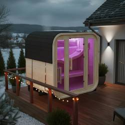 SAUNA OGRODOWA FIŃSKA BECZKA Z PIECEM MOLDE 2-4 OSOBOWA 180x200 CM MOLDE