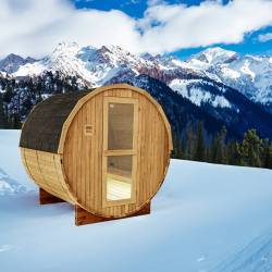 SAUNA OGRODOWA FIŃSKA BECZKA Z PIECEM FORSA-HG 4-6 OSOBOWA 210x180 CM FORSA-HG