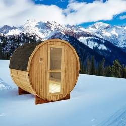 SAUNA OGRODOWA FIŃSKA BECZKA Z PIECEM FORSA 4-6 OSOBOWA 210x180 CM FORSA
