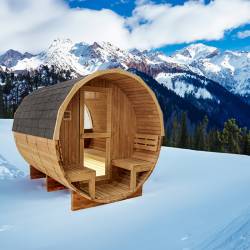 SAUNA OGRODOWA FIŃSKA BECZKA Z PIECEM ASKER-HG 4-6 OSOBOWA 210x240 CM ASKER-HG