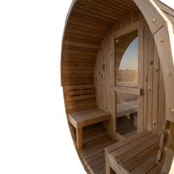 SAUNA OGRODOWA FIŃSKA BECZKA Z PIECEM ASKER-HG 4-6 OSOBOWA 210x240 CM ASKER-HG