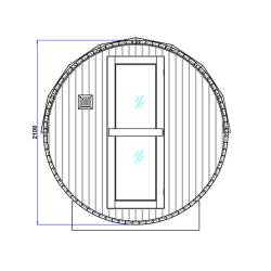 SAUNA OGRODOWA FIŃSKA BECZKA Z PIECEM ASKER-HG 4-6 OSOBOWA 210x240 CM ASKER-HG