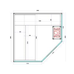SAUNA INFRARED/FIŃSKA MOSS2 Z PIECEM HARVIA 8KW 5-6 OSOBOWA 200x200 CM 2w1 MOSS2
