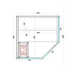 SAUNA INFRARED/FIŃSKA MOSS1 Z PIECEM HARVIA 6KW 4-5 OSOBOWA 150x150 CM 2w1 MOSS1