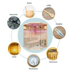SAUNA FIŃSKA WYSOKOTEMPERATUROWA Z PIECEM OSLO4/HARVIA 4-5 OSOBOWA 150x150 OSLO4