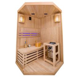 SAUNA FIŃSKA WYSOKOTEMPERATUROWA Z PIECEM OSLO2/HARVIA 1-2 OSOBOWA 120x120 OSLO2