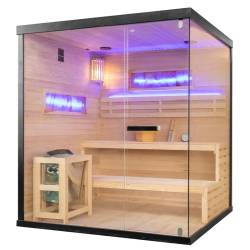SAUNA FIŃSKA WYSOKOTEMPERATUROWA Z PIECEM LARK5/HARVIA 6KW 4-5 OSOBOWA 180x160 CM LARK5