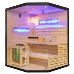 SAUNA FIŃSKA WYSOKOTEMPERATUROWA Z PIECEM LARK4/HARVIA 6KW 4-5 OSOBOWA 150x150 CM LARK4