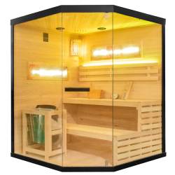 SAUNA FIŃSKA WYSOKOTEMPERATUROWA Z PIECEM LARK4/HARVIA 6KW 4-5 OSOBOWA 150x150 CM LARK4