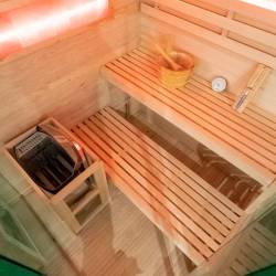 SAUNA FIŃSKA WYSOKOTEMPERATUROWA Z PIECEM LARK4/HARVIA 6KW 4-5 OSOBOWA 150x150 CM LARK4
