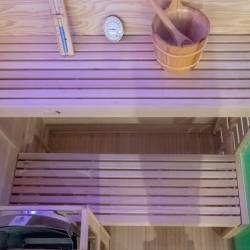 SAUNA FIŃSKA WYSOKOTEMPERATUROWA Z PIECEM LARK3/HARVIA 4,5KW 3-4 OSOBOWA 140x150 CM LARK3