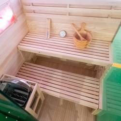 SAUNA FIŃSKA WYSOKOTEMPERATUROWA Z PIECEM LARK3/HARVIA 4,5KW 3-4 OSOBOWA 140x150 CM LARK3