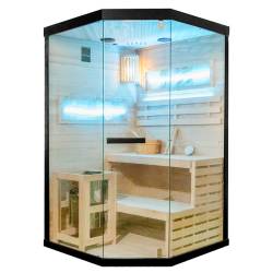 SAUNA FIŃSKA WYSOKOTEMPERATUROWA Z PIECEM LARK2/HARVIA 3,5KW 1-2 OSOBOWA 120x120 CM LARK2