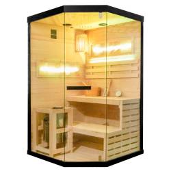 SAUNA FIŃSKA WYSOKOTEMPERATUROWA Z PIECEM LARK2/HARVIA 3,5KW 1-2 OSOBOWA 120x120 CM LARK2