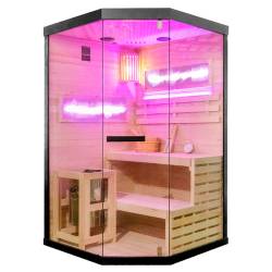 SAUNA FIŃSKA WYSOKOTEMPERATUROWA Z PIECEM LARK2/HARVIA 3,5KW 1-2 OSOBOWA 120x120 CM LARK2
