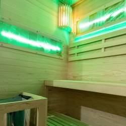 SAUNA FIŃSKA WYSOKOTEMPERATUROWA Z PIECEM LARK2/HARVIA 3,5KW 1-2 OSOBOWA 120x120 CM LARK2