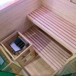 SAUNA FIŃSKA WYSOKOTEMPERATUROWA Z PIECEM LARK2/HARVIA 3,5KW 1-2 OSOBOWA 120x120 CM LARK2