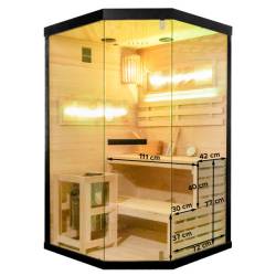 SAUNA FIŃSKA WYSOKOTEMPERATUROWA Z PIECEM LARK2/HARVIA 3,5KW 1-2 OSOBOWA 120x120 CM LARK2