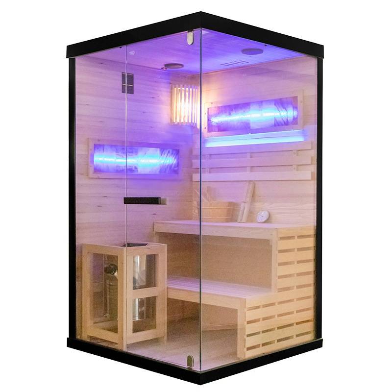 SAUNA FIŃSKA WYSOKOTEMPERATUROWA Z PIECEM LARK1/HARVIA 3,5KW 1-2 OSOBOWA 120x120 CM LARK1