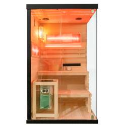 SAUNA FIŃSKA WYSOKOTEMPERATUROWA Z PIECEM LARK1/HARVIA 3,5KW 1-2 OSOBOWA 120x120 CM LARK1