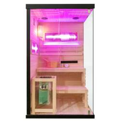 SAUNA FIŃSKA WYSOKOTEMPERATUROWA Z PIECEM LARK1/HARVIA 3,5KW 1-2 OSOBOWA 120x120 CM LARK1