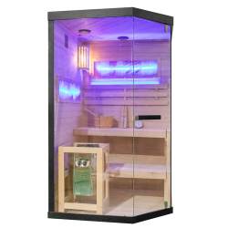 SAUNA FIŃSKA WYSOKOTEMPERATUROWA Z PIECEM LARK1/HARVIA 3,5KW 1-2 OSOBOWA 120x120 CM LARK1