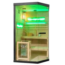 SAUNA FIŃSKA WYSOKOTEMPERATUROWA Z PIECEM LARK1/HARVIA 3,5KW 1-2 OSOBOWA 120x120 CM LARK1
