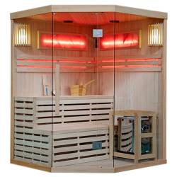 SAUNA FIŃSKA WYSOKOTEMPERATUROWA Z PIECEM KEMI4/HARVIA 4-5 OSOBOWA 150x150 KEMI4