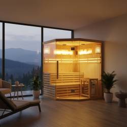 SAUNA FIŃSKA WYSOKOTEMPERATUROWA Z PIECEM KEMI4/HARVIA 4-5 OSOBOWA 150x150 KEMI4