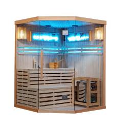 SAUNA FIŃSKA WYSOKOTEMPERATUROWA Z PIECEM KEMI4/HARVIA 4-5 OSOBOWA 150x150 KEMI4