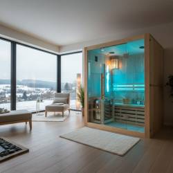 SAUNA FIŃSKA WYSOKOTEMPERATUROWA Z PIECEM KEMI3/HARVIA 3-4 OSOBOWA 150x120 KEMI3