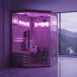 SAUNA FIŃSKA WYSOKOTEMPERATUROWA Z PIECEM KEMI2/HARVIA 1-2 OSOBOWA 120x120 KEMI2