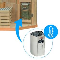 SAUNA FIŃSKA WYSOKOTEMPERATUROWA Z PIECEM KEMI2/HARVIA 1-2 OSOBOWA 120x120 KEMI2