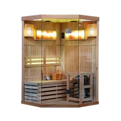 SAUNA FIŃSKA WYSOKOTEMPERATUROWA Z PIECEM KEMI2/HARVIA 1-2 OSOBOWA 120x120 KEMI2