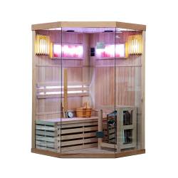 SAUNA FIŃSKA WYSOKOTEMPERATUROWA Z PIECEM KEMI2/HARVIA 1-2 OSOBOWA 120x120 KEMI2