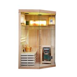 SAUNA FIŃSKA WYSOKOTEMPERATUROWA Z PIECEM KEMI2/HARVIA 1-2 OSOBOWA 120x120 KEMI2
