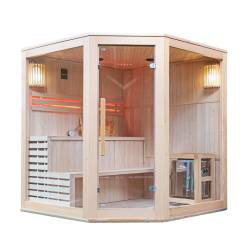 SAUNA FIŃSKA WYSOKOTEMPERATUROWA Z PIECEM BODO7/HARVIA 5-6 OSOBOWA 180x180 BODO7