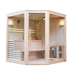 SAUNA FIŃSKA WYSOKOTEMPERATUROWA Z PIECEM BODO7/HARVIA 5-6 OSOBOWA 180x180 BODO7