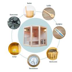 SAUNA FIŃSKA WYSOKOTEMPERATUROWA Z PIECEM BODO7/HARVIA 5-6 OSOBOWA 180x180 BODO7