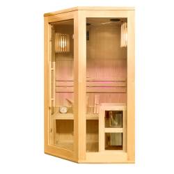 SAUNA FIŃSKA WYSOKOTEMPERATUROWA Z PIECEM BODO2/HARVIA 1-2 OSOBOWA 120x120 BODO2