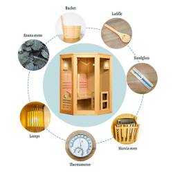 SAUNA FIŃSKA WYSOKOTEMPERATUROWA Z PIECEM BODO2/HARVIA 1-2 OSOBOWA 120x120 BODO2