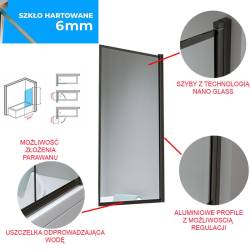 PARAWAN NAWANNOWY PR03 CZARNY 80x140 CM 6 MM PR03-BL-80X140