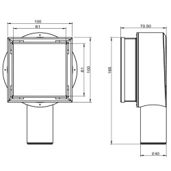 ODPŁYW LINIOWY KWADRATOWY OBROTOWY DL07 360 FIX G1 CZARNY 10x10 CM DL07-360-FIX-G1-BL10
