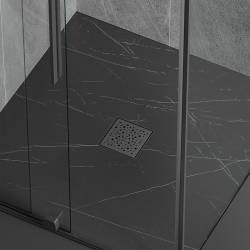 ODPŁYW LINIOWY KWADRATOWY DL06 WAVE G5 CZARNY 15x15 CM DL06-WAVE-G5-BL15