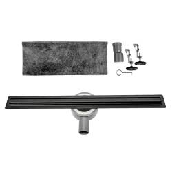 ODPŁYW LINIOWY DL03 360 OBROTOWY SLIM 90 CM CZARNY SYFON DL03-SLIM-BL90
