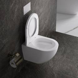 MISKA WC WISZĄCA TORNADO NERO-WH-03 BIAŁA DESKA WOLNOOPADAJĄCA DUROPLAST NERO-WH-03