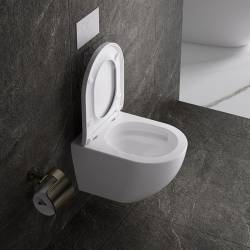 MISKA WC WISZĄCA TORNADO NERO-WH-02 BIAŁA DESKA WOLNOOPADAJĄCA DUROPLAST NERO-WH-02