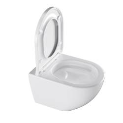 MISKA WC WISZĄCA TORNADO NERO-WH-02 BIAŁA DESKA WOLNOOPADAJĄCA DUROPLAST NERO-WH-02